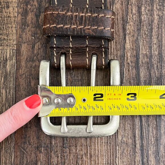 VTG Y2K Aeropostale Leather Belt Double Prong Distressed Rugged Size Large Brown - Picture 15 of 16